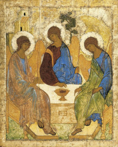 Andrej Rublev's famous icon showing the three Angels hosted by Abraham at Mamre.
