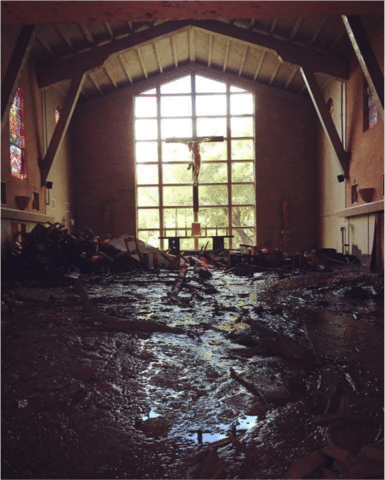 Damaged La Casa de Maria in Southern California after a devastating mudslide.
