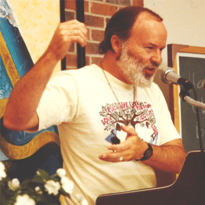 An image of Fr. Richard Rohr preaching on the Sermon on the Mount in 1992.