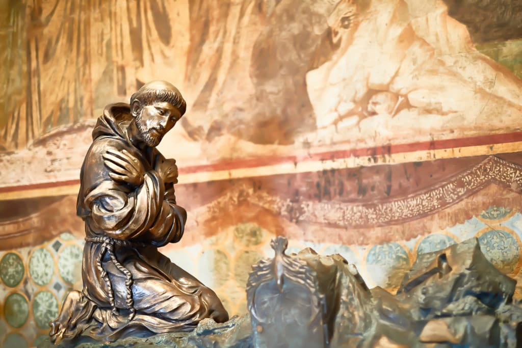 Located in the upper basilica where Francis of Assisi is buried, it is a wonderful bronze statue of St. Francis inviting the Holy Spirit.