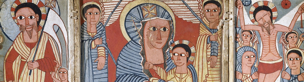 Image credit: The Virgin and Child with Archangels, Scenes from the Life of Christ, and Saints (detail), early 17th century (Early Gondarine), Tigray Kifle Håger, Ethiopia, The Walters Art Museum, Baltimore, Maryland.