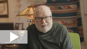 A video still of Richard Rohr explaining the Daily Meditations theme for 2020 with a play button overlay.