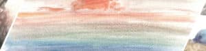 The image on the left shows a glimpse of black, red and yellow watercolors. The image in the center shows rainbow watercolors with a sun. The image on the right shows a glimpse of blue and purple watercolors.