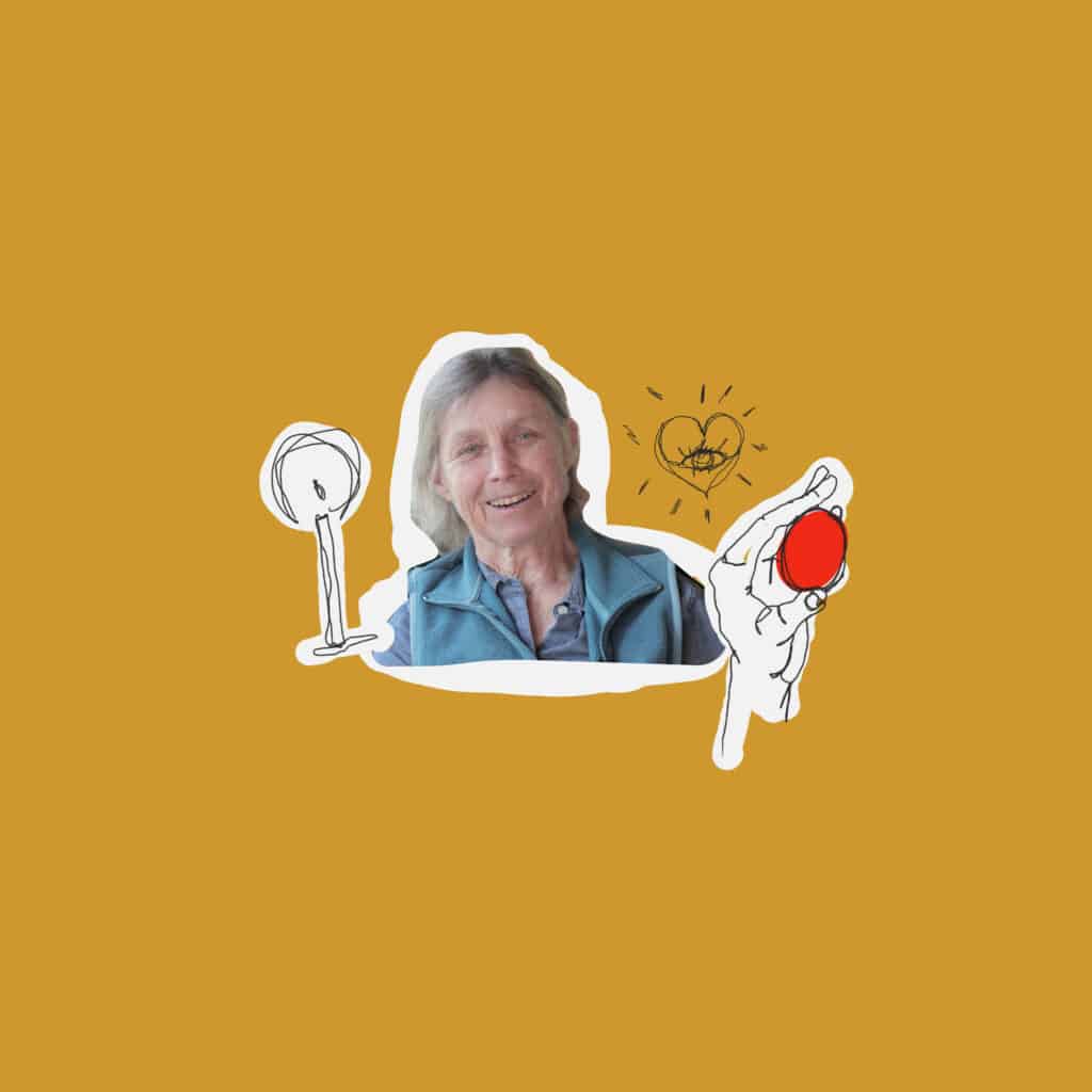 Image of Cynthia Bourgeault on a yellow background