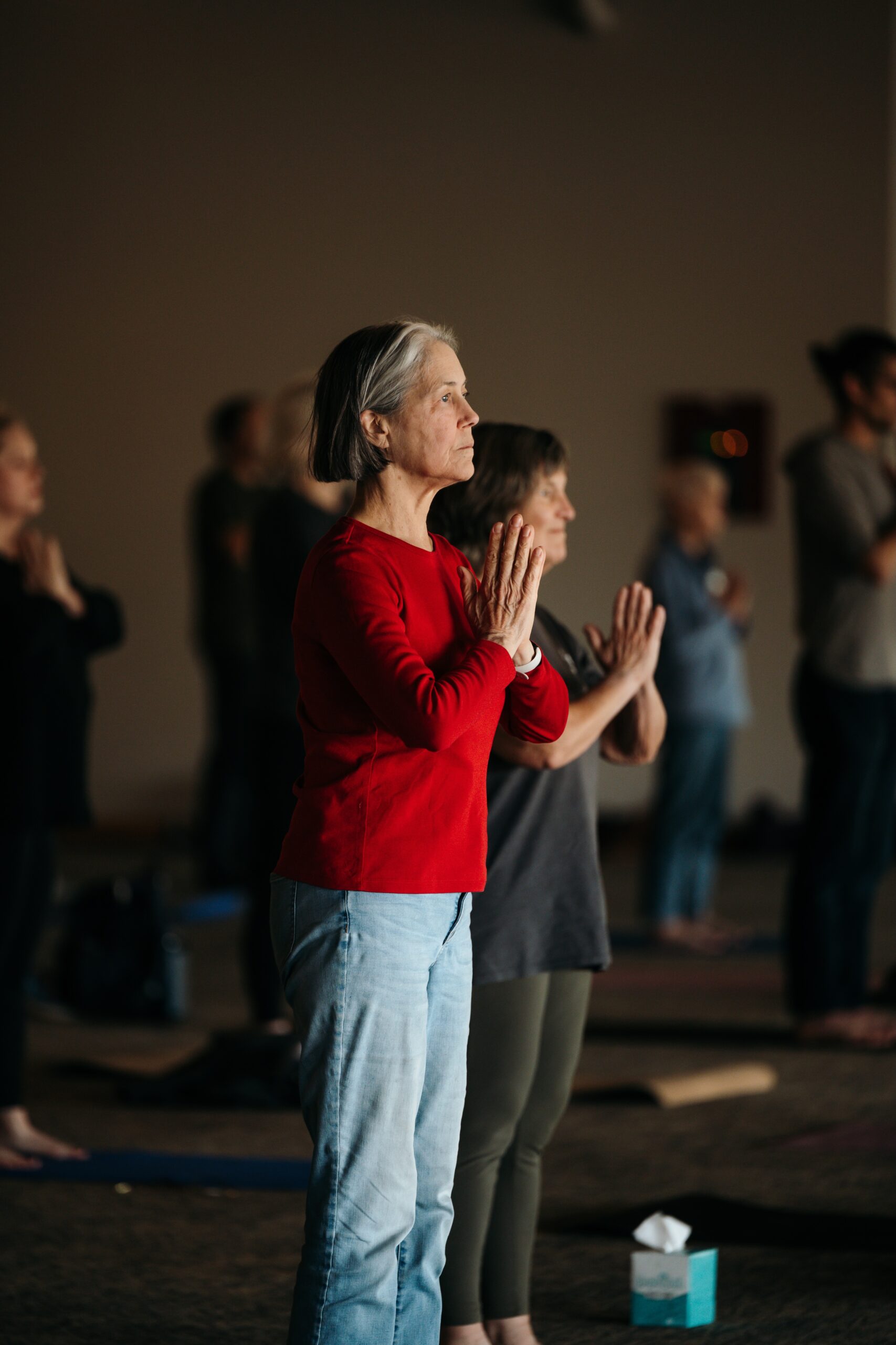CAC event participants practice yoga